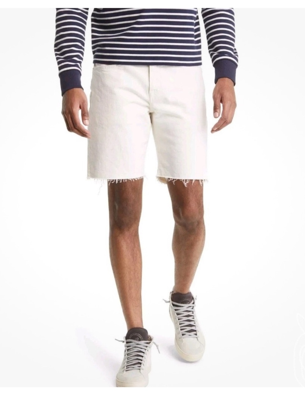 FRAME L'Homme Relaxed Cutoff Shorts Long Jean denim shorts natural size 33 NWT